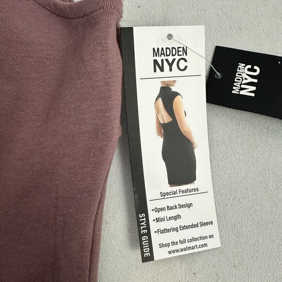 Madden NYC Jersey Mini Dress Open Back Twilight Mauve Cotton Blend XL Size - Picture 5 of 6